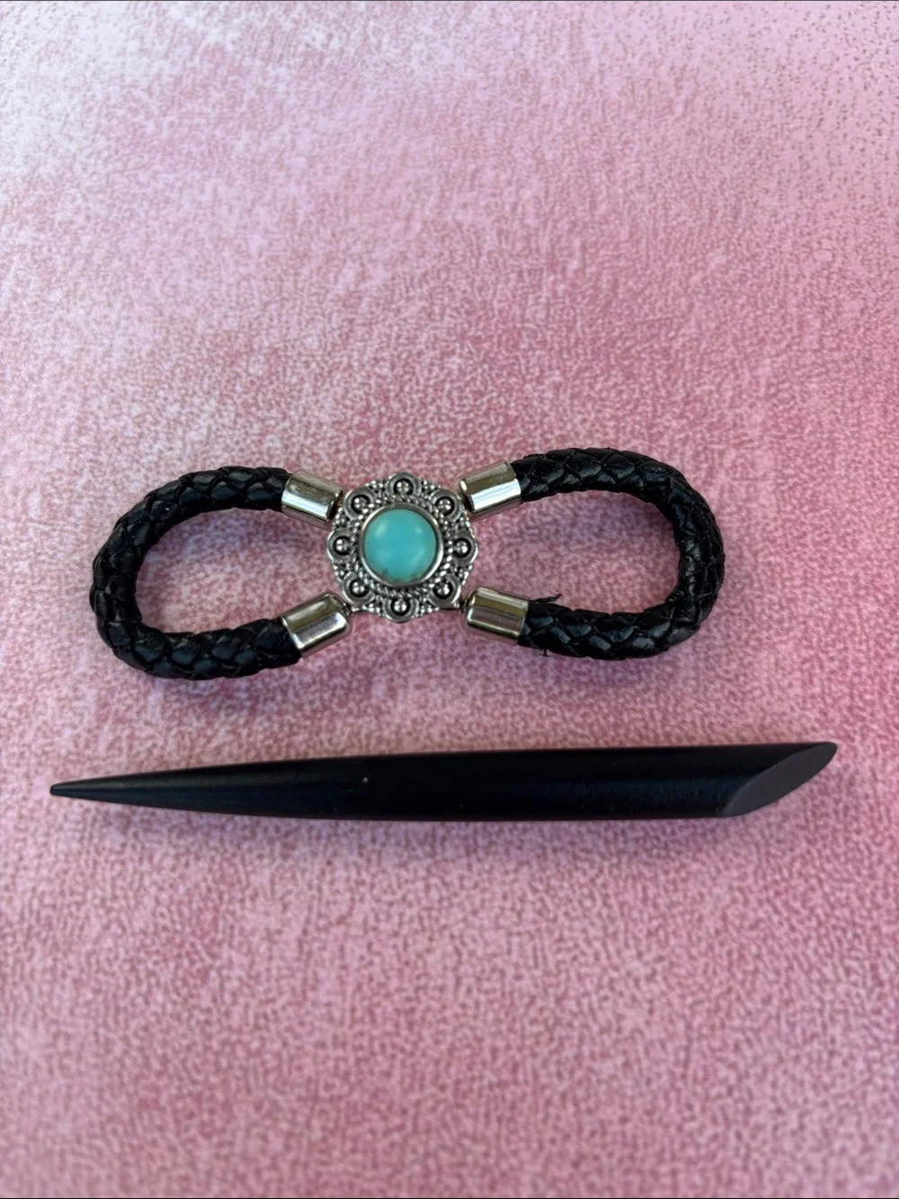 Black Braided Hair Stick with Turquoise Accent Lila Rose flexi hair clip small